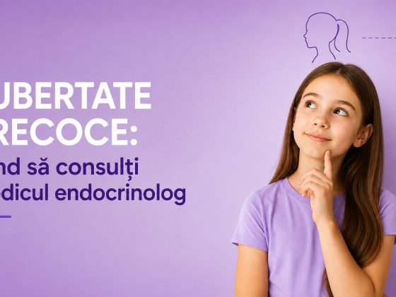 Copil aflat în perioada de dezvoltare, ilustrând o pubertate precoce și momentul în care este recomandat consultul endocrinologic pediatric.